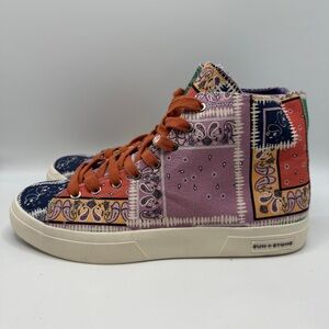 New Sun + Stone Mens High Top Sneakers Patchwork Bandana Multi Color Mens Sz 11